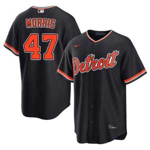 Jack Morris #47 Navy Men Authentic Detroit Tiges Jerseys 669165-185 - Image 1