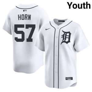 Bailey Horn Youth #57 Player White D Tiges Jerseys 503005-979 - Image 1