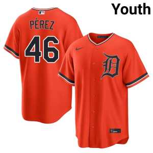 Wenceel Perez #46 Popular Detroits Youth Orange Jerseys 888004-920 - Image 1