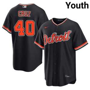 Trei Cruz Youth Navy Stitched #40 Tigers Jerseys 267086-963 - Image 1